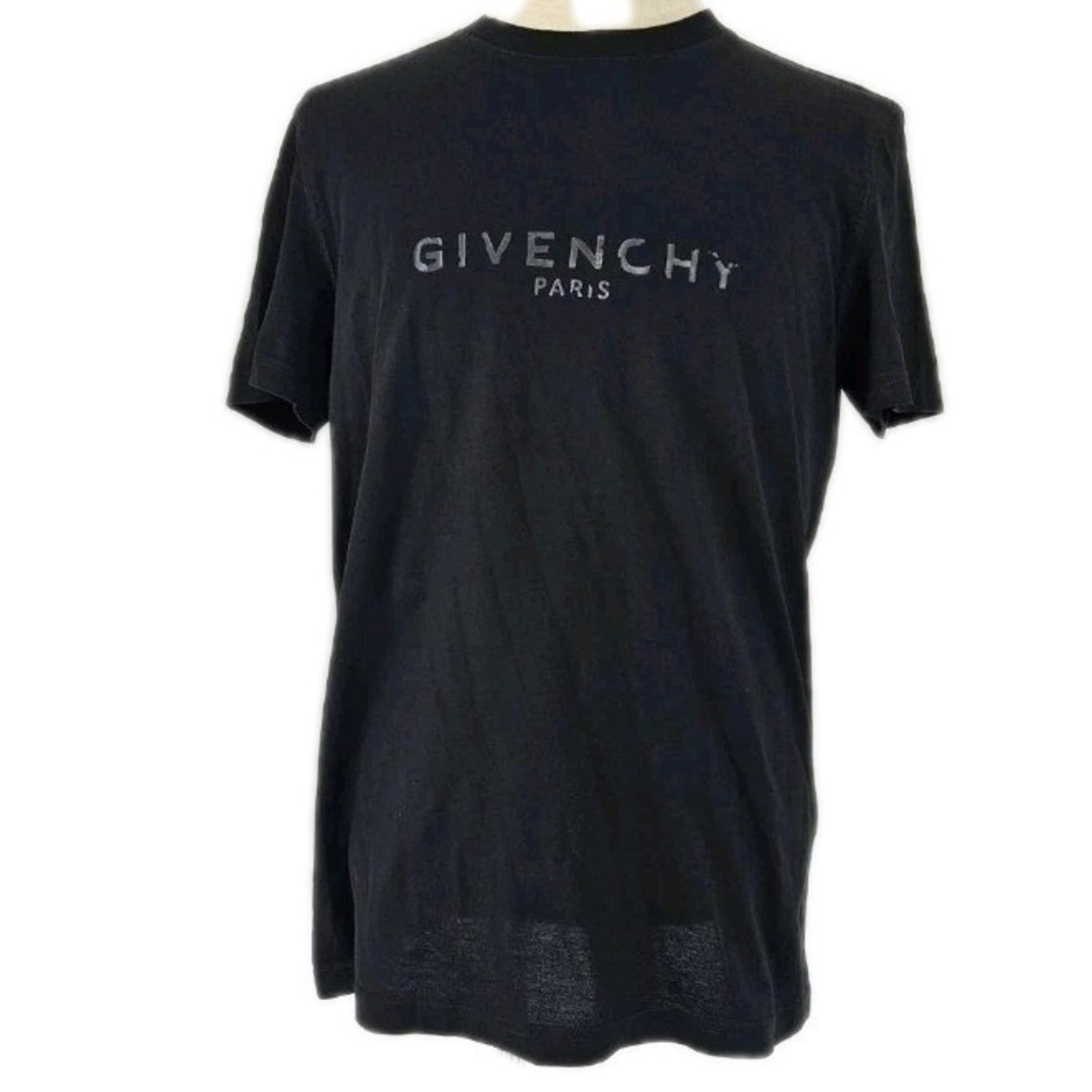 Givenchy T-Shirt Black On Black M Fitted Cotton Designer Matte Logo Spell Out